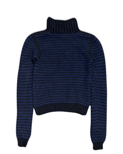 Witchery Knit Wool Crew Jumper Black / Blue ⏐ Size S