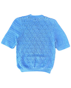 Crochet Knit Top Hand Made in Blue  ⏐ Size M