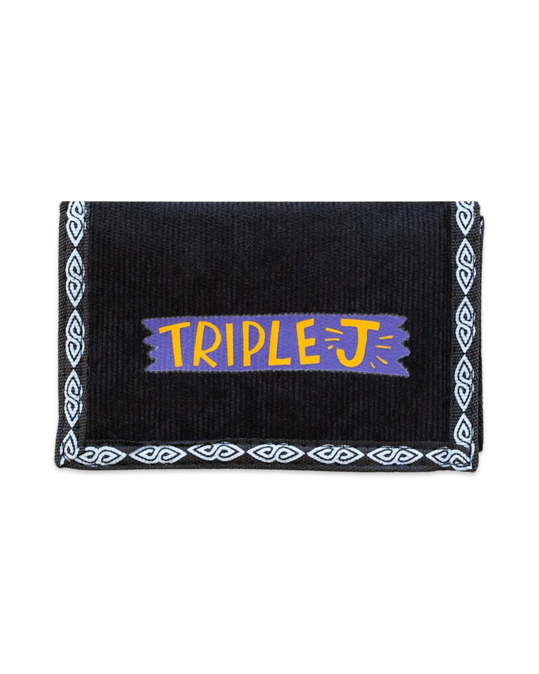 Triple J Retro Velcro Corduroy Wallet in Black