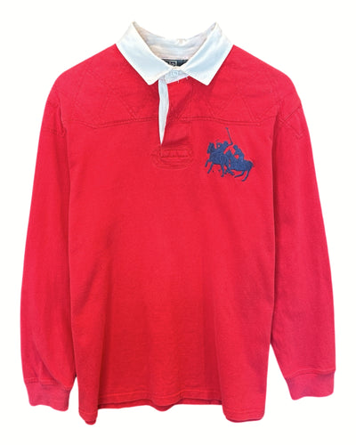 Ralph Lauren Long Sleeve Rugby Jumper in Red ⏐ Size L