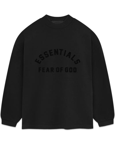 Essentials Fear of God Heavy Bonded Long Sleeve in Jet Black