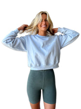 Load image into Gallery viewer, Mr Winston Cropped Baby Blue Crewneck Jumper
