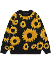Load image into Gallery viewer, Sunflower Oversized Knit Sweater in Black / Yellow