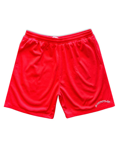 Cash Only Mesh Basketball Shorts in Red