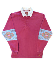 Load image into Gallery viewer, Aztec Sleeve Print Denim Collar Long Sleeve Rugby Polo&lt;br/&gt;Vintage
