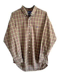 Ralph Lauren ⏐ Vintage ‘Classic Fit’ Long Sleeve Shirt in Green Multi<br />Size L