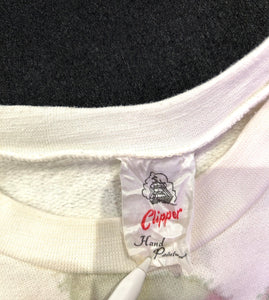 Clipper Vintage Hand Painted Floral Crew Jumper in Off White ⏐ Size M