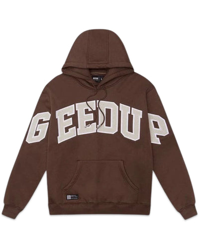 Geedup Team Logo Hoodie in Brown and Light Grey