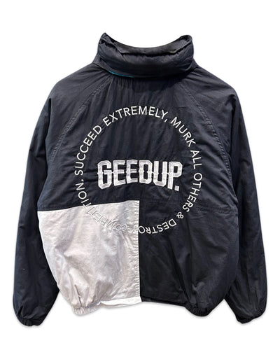Geedup Puffer Jacket in Black / Blue ⏐ Size M