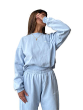 Load image into Gallery viewer, Mr Winston Cropped Baby Blue Crewneck Jumper