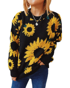 Sunflower Oversized Knit Sweater in Black / Yellow