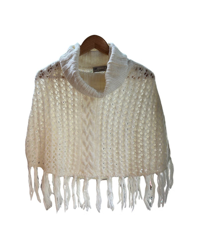 Mohair Knit Roll Neck Crop Poncho<br/>Vintage