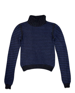 Witchery Knit Wool Crew Jumper Black / Blue ⏐ Size S