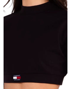 Tommy Jeans Badge Mock Neck Crop Short Sleeve Top ⏐ Multiple Sizes