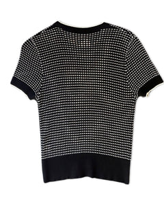 Cue Viscose Short Sleeve Knit Top in Black ⏐ Size L