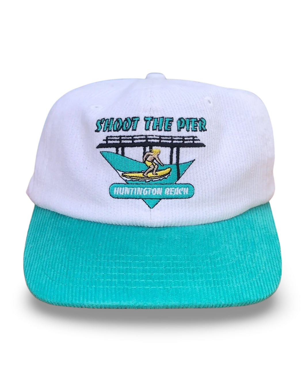 Shoot The Pier Huntington Beach California 2 Tone Corduroy Snapback Hat ⏐ One Size