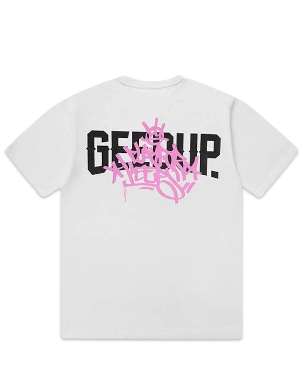 Geedup PFK Play for Keeps Graff Short Sleeve T-Shirt in White/Pink