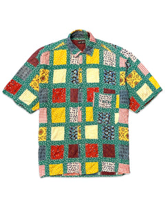 Naf Naf Vintage Patchwork Colour Block Short Sleeve Shirt ⏐ Size M