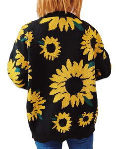 Sunflower Oversized Knit Sweater in Black / Yellow