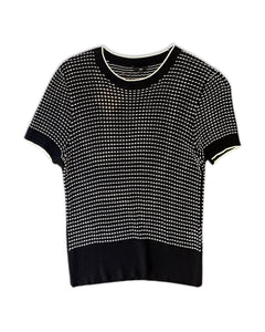 Cue Viscose Short Sleeve Knit Top in Black ⏐ Size L