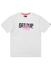 Load image into Gallery viewer, Geedup PFK Play for Keeps Graff Short Sleeve T-Shirt in White/Pink