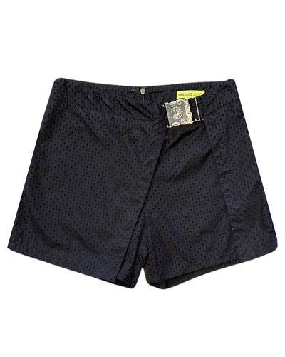 Versace Jeans Mesh Layered Shorts with Buckle  in Black