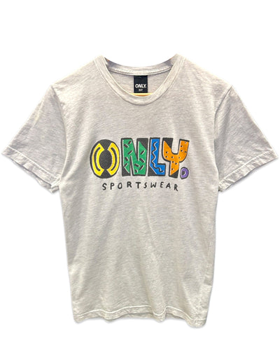 Only NY Retro Print Made in USA Short Sleeve T-Shirt in Grey
