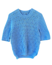 將圖片載入圖庫檢視器 Crochet Knit Top Hand Made in Blue  ⏐ Size M