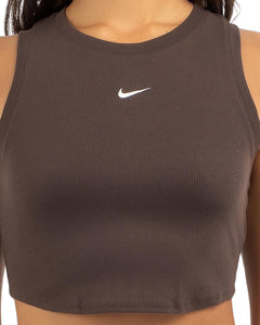 Nike Sportswear Essential Rib Crop Tank Top in Brown ⏐ Multiple Sizes