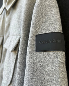 Calvin Klein Oversized Faux Wool Long Sleeve Overshirt in Grey ⏐ Size XL
