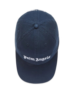 Palm Angels Logo Embroidered Baseball Cap in Navy