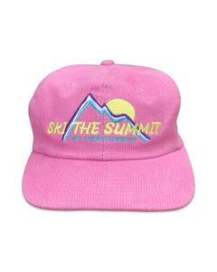 Ski The Summit Mt. Kosciusko Corduroy Snapback Hat in Pink ⏐ One Size