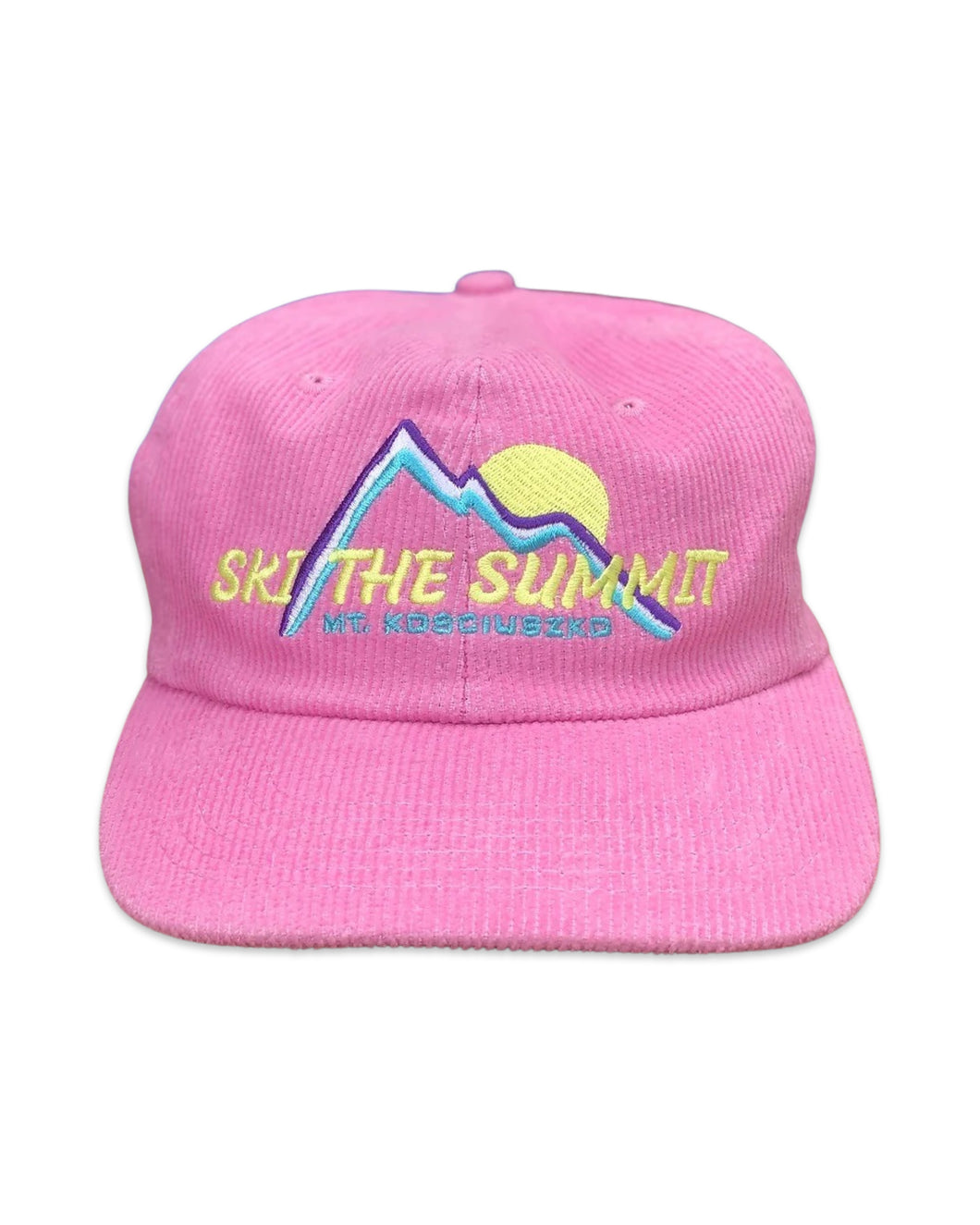 Ski The Summit Mt. Kosciusko Corduroy Snapback Hat in Pink ⏐ One Size