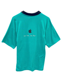 Apple Computers Vintage 90's Spellout Short Sleeve T-Shirt with Collar ⏐ Size M/L