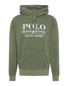 Polo Ralph Lauren Denim & Supply Hooded Jumper in Army Olive - Bisy Clothing