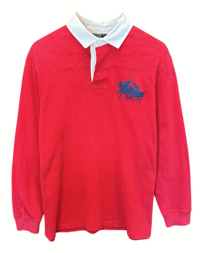Polo Ralph Lauren Long Sleeve Rugby Jumper in Red - Bisy Clothing