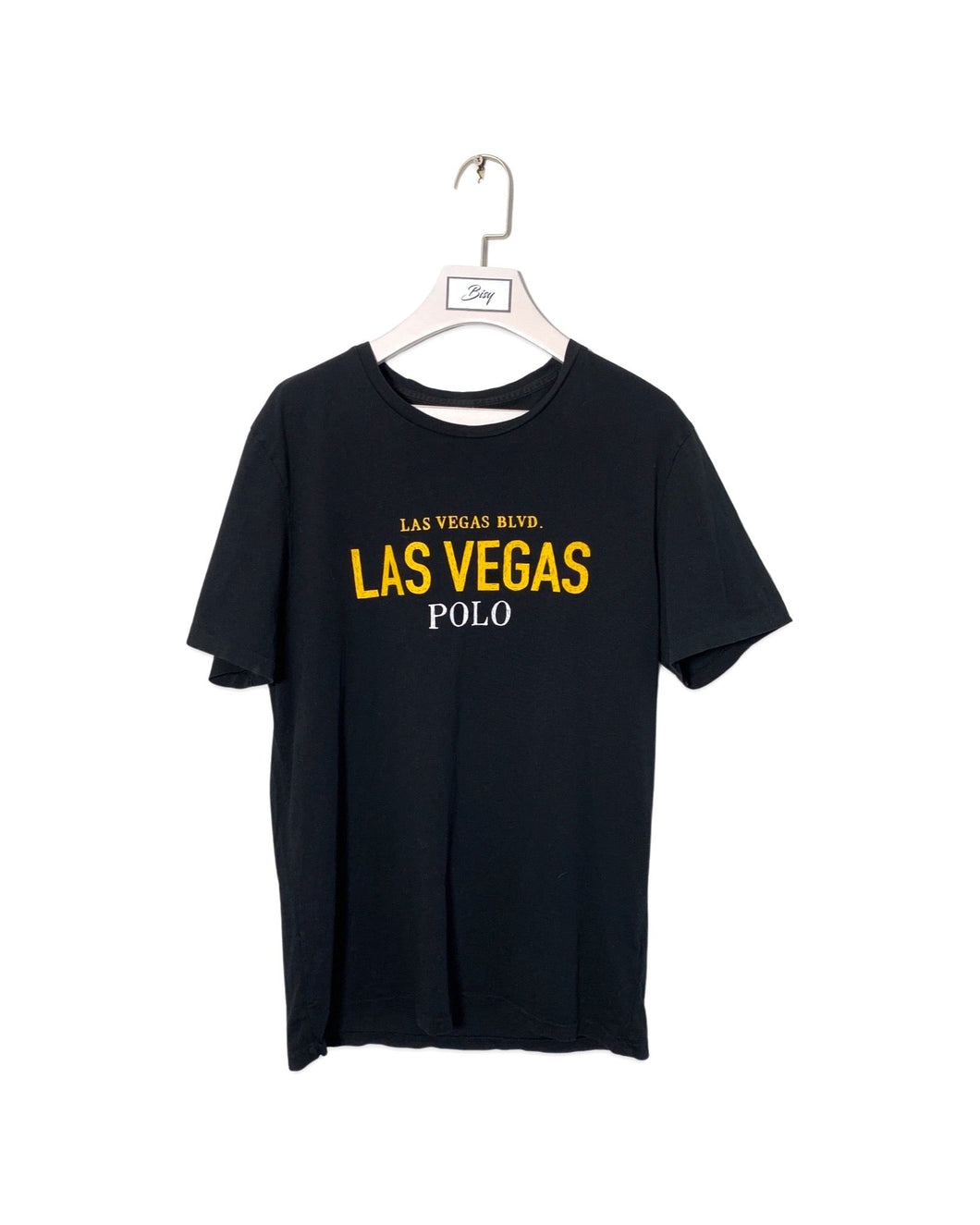 POLO Size M Ralph Lauren ‘Las Vegas Blvd’ S/S T-Shirt Black MAR2222 - Bisy Clothing