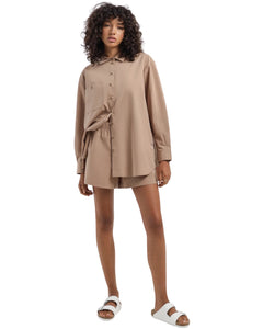 Poplin Pop Oversized Shirt in Camel<br/>New - Bisy Clothing