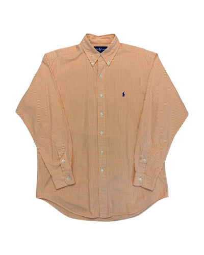 RALPH LAUREN Size XL Vintage Blake Cut Orange Check Long Sleeve Shirt JUN4821 - Bisy Clothing