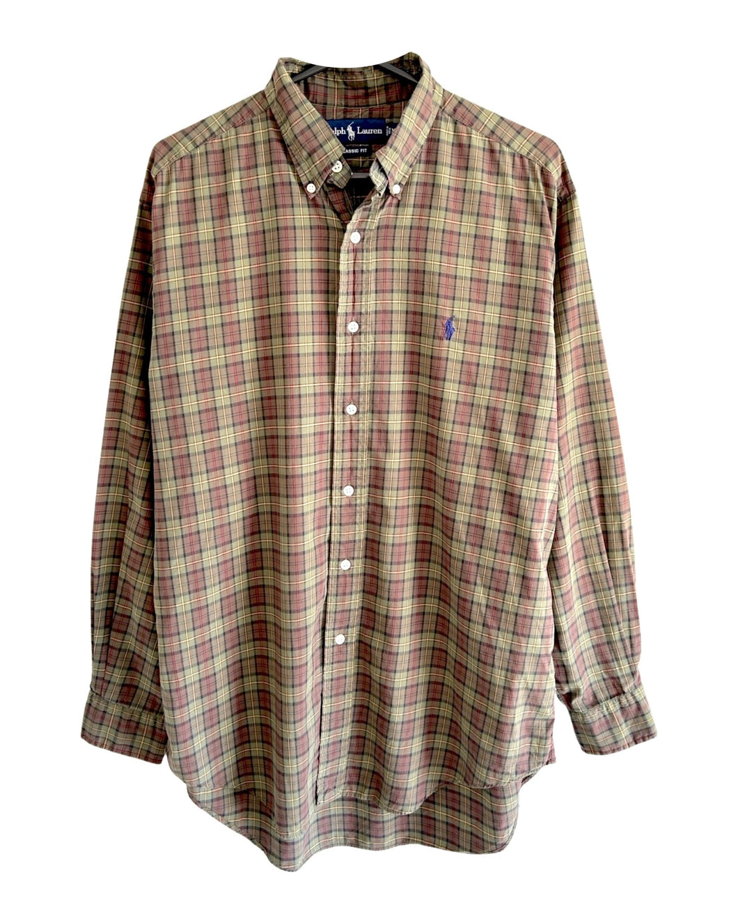 Ralph Lauren ⏐ Vintage ‘Classic Fit’ Long Sleeve Shirt in Green Multi<br />Size L - Bisy Clothing
