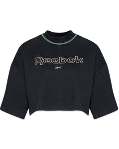 Reebok CL Heritage Grpaphic T-Shirt Cropped in Black - Bisy Clothing