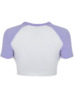 Reebok Classics Crop Sparkle T-Shirt in White / Lilac Glow - Bisy Clothing