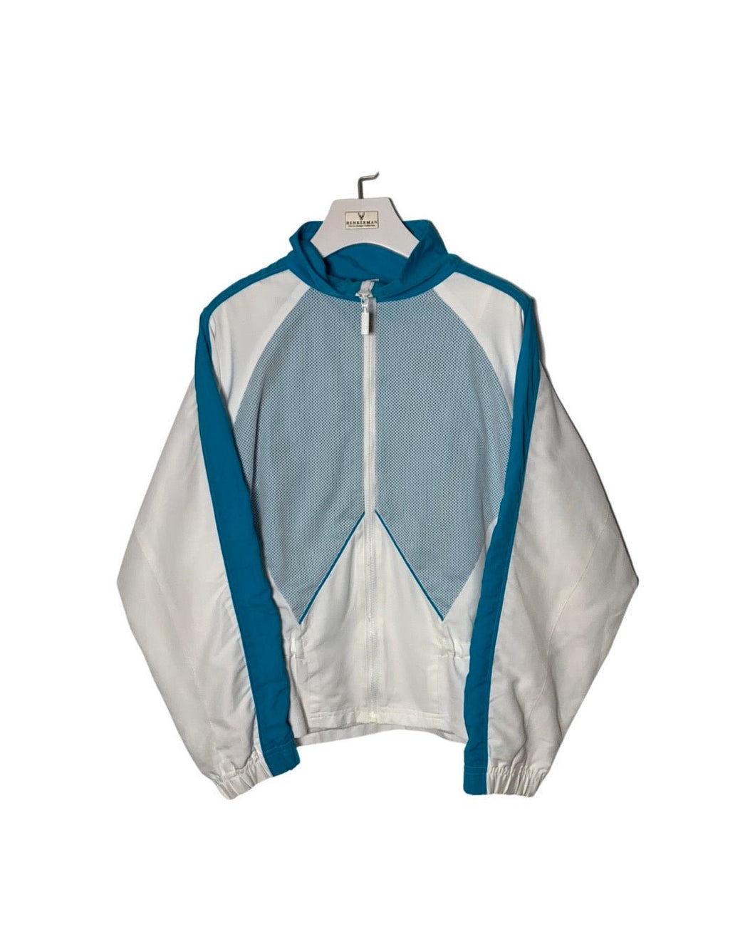 REEBOK Size M Vintage Womens Sport Zip Jacket White & Green JUL6921 - Bisy Clothing