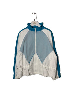 REEBOK Size M Vintage Womens Sport Zip Jacket White & Green JUL6921 - Bisy Clothing