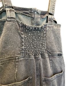RVCA Denim Button Wide Leg Overalls in Grey - Bisy Clothing