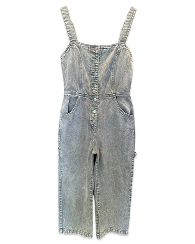 RVCA Denim Button Wide Leg Overalls in Grey - Bisy Clothing