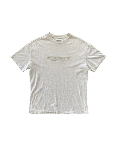 SPENCER PROJECT Size L Spellout S/S T-Shirt in Grey Mens SEP3421 - Bisy Clothing