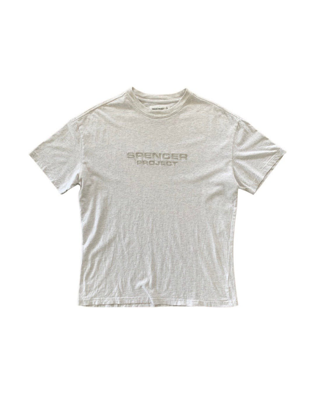 SPENCER PROJECT Size L Spellout S/S T-Shirt in Grey Mens SEP3421 - Bisy Clothing