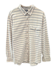 Load image into Gallery viewer, Sportscraft LinenLike Long Sleeve Shirt Beige / Navy Striped - Bisy Clothing