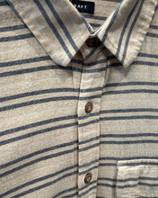 Load image into Gallery viewer, Sportscraft LinenLike Long Sleeve Shirt Beige / Navy Striped - Bisy Clothing